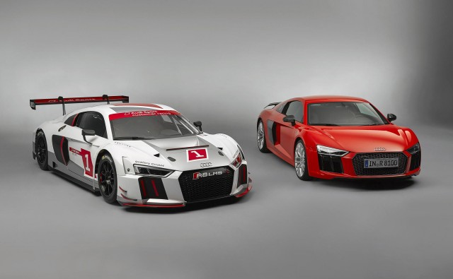 2016 Audi R8 LMS race car and 2017 R8
