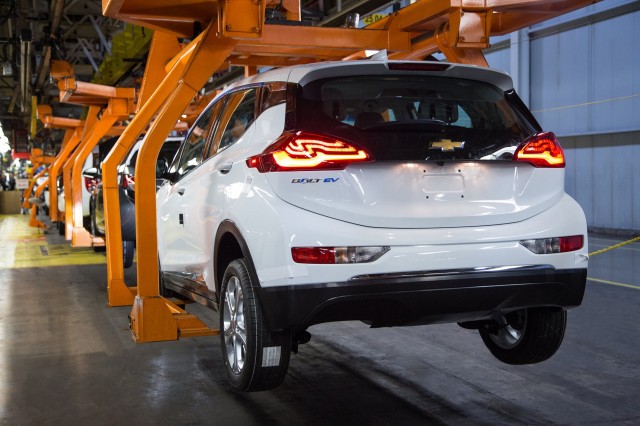 2017 Chevrolet Bolt EV pre-production vehicles at Orion Township Assembly Plant, March 2016