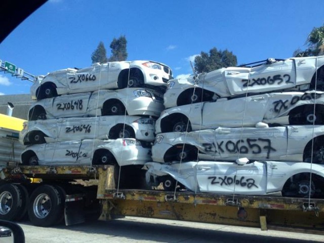 BMW ActiveE electric cars from test fleet after crushing, seen on CA 91, May 2014 BMW ActiveE electric cars from test fleet after crushing, seen on CA 91, May 2014