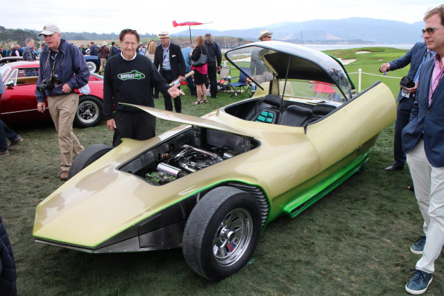 Gene Winfield with 1964 Reactor Custom Coupe, 2017 Pebble Beach Concours d'Elegance