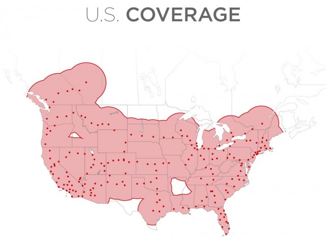 Tesla Supercharger network, North American coverage - March 2015 Tesla Supercharger network, North American coverage - March 2015