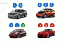 Chargeway electric-car charging symbols for Chevrolet Volt, BMW i3, Nissan Leaf, Tesla Model S