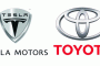 Tesla Motors and Toyota logos