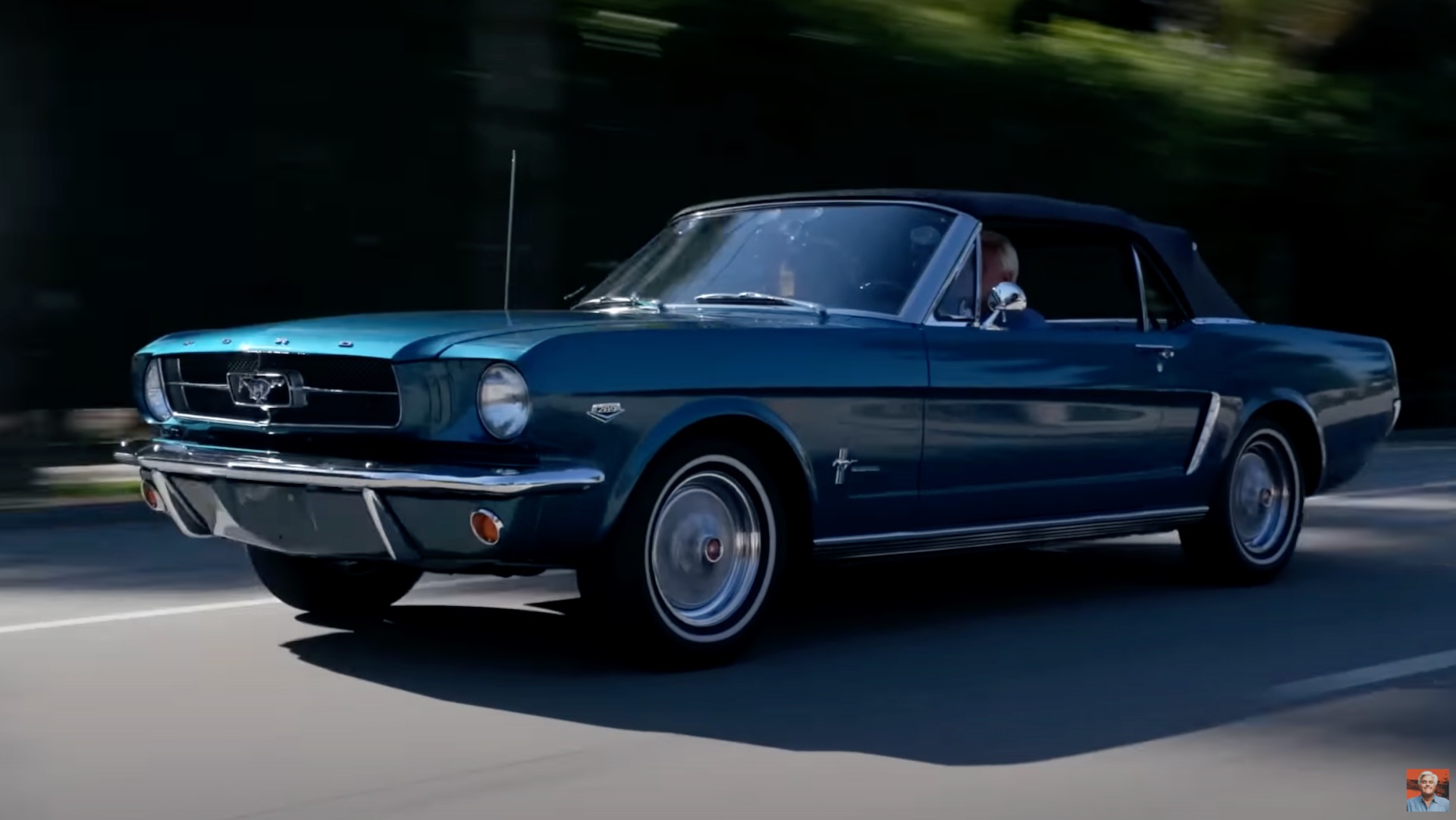 Jay Leno checks out a restored Ford Mustang K-Code