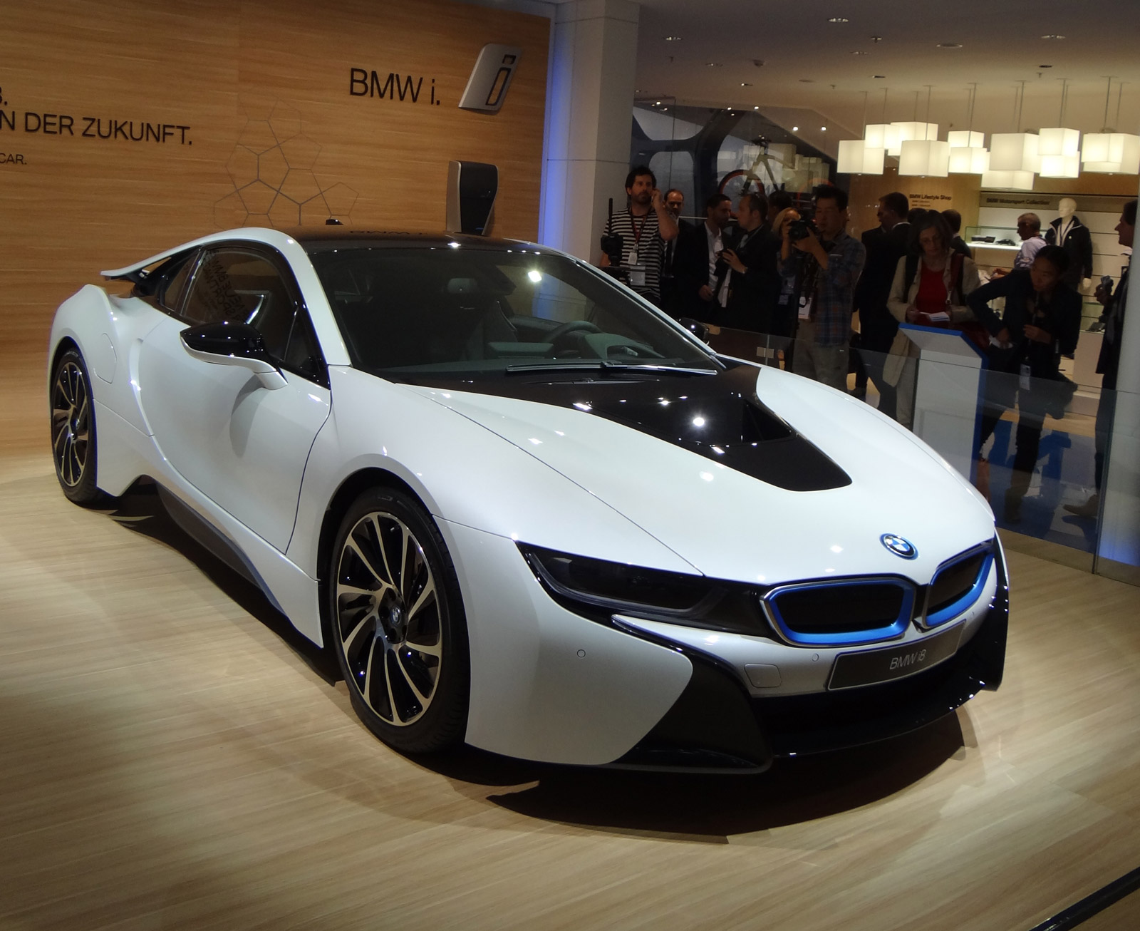 The BMW i8 hybrid plug in with gullwing doors. Comes with Louis Vuitton  luggage, too.
