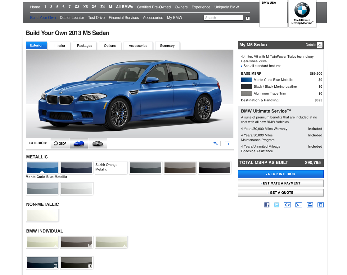 2013 BMW M5 Configurator Site Now Live