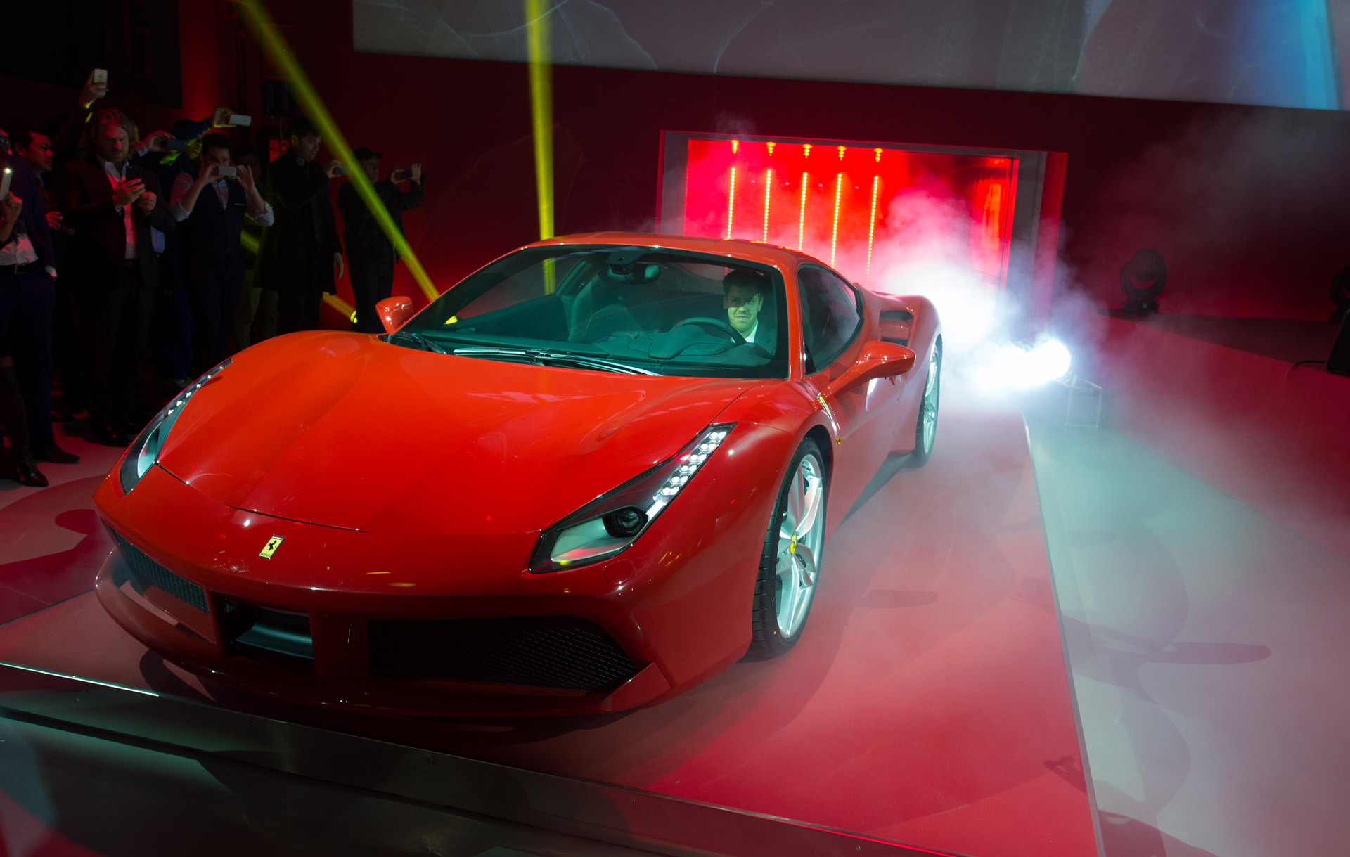 Sebastian Vettel Helps Launch The Ferrari 488 Gtb In Maranello