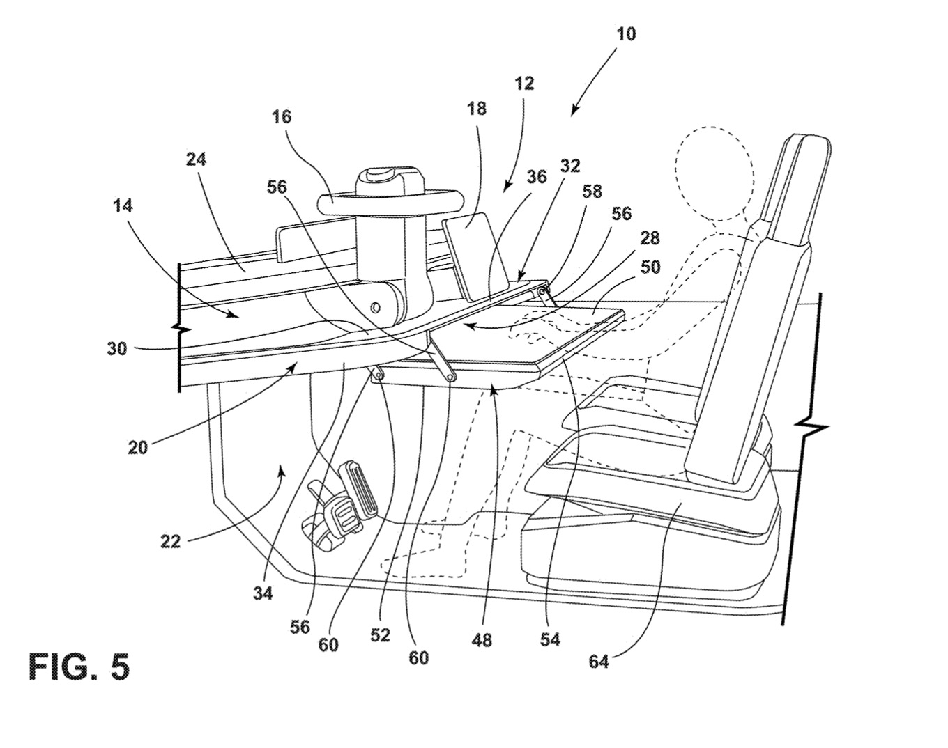 Ford tiene solicitudes de patentes para el escritorio del tablero y los asientos delanteros reclinables