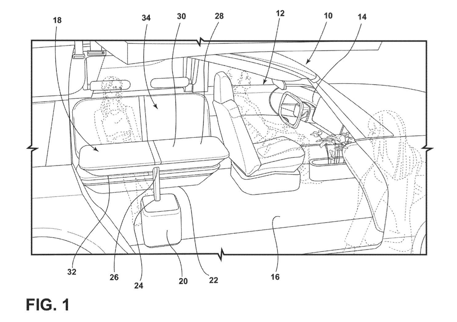 Ford patentó una mesa móvil en el interior del coche