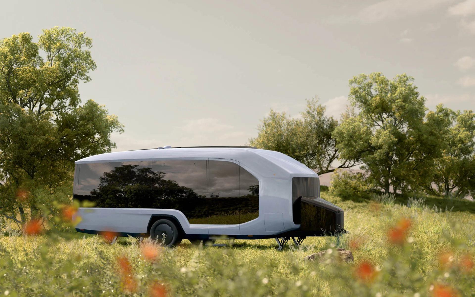 Pebble Flow is an electric travel trailer with own drive system Auto Recent