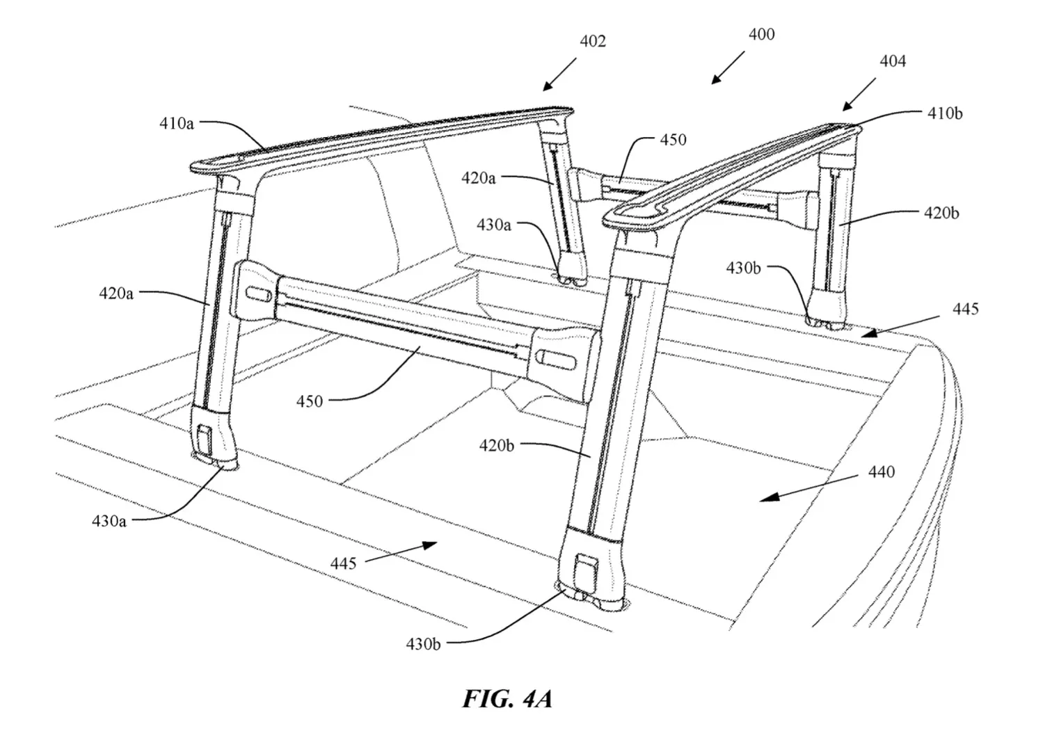 Rivian patents bed rack system