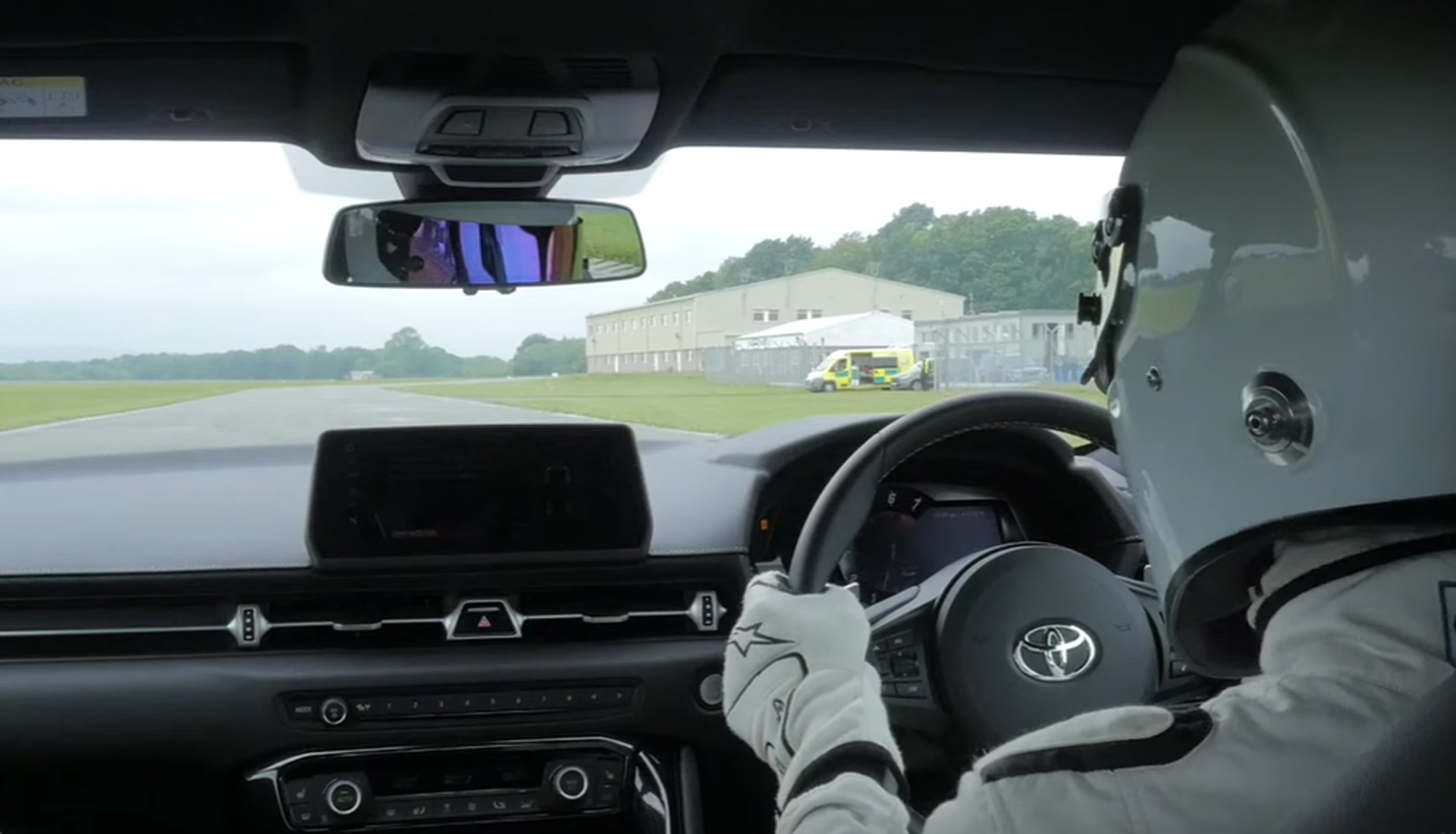 The stig drives the 2020 toyota supra at the top gear test track 100708133 h