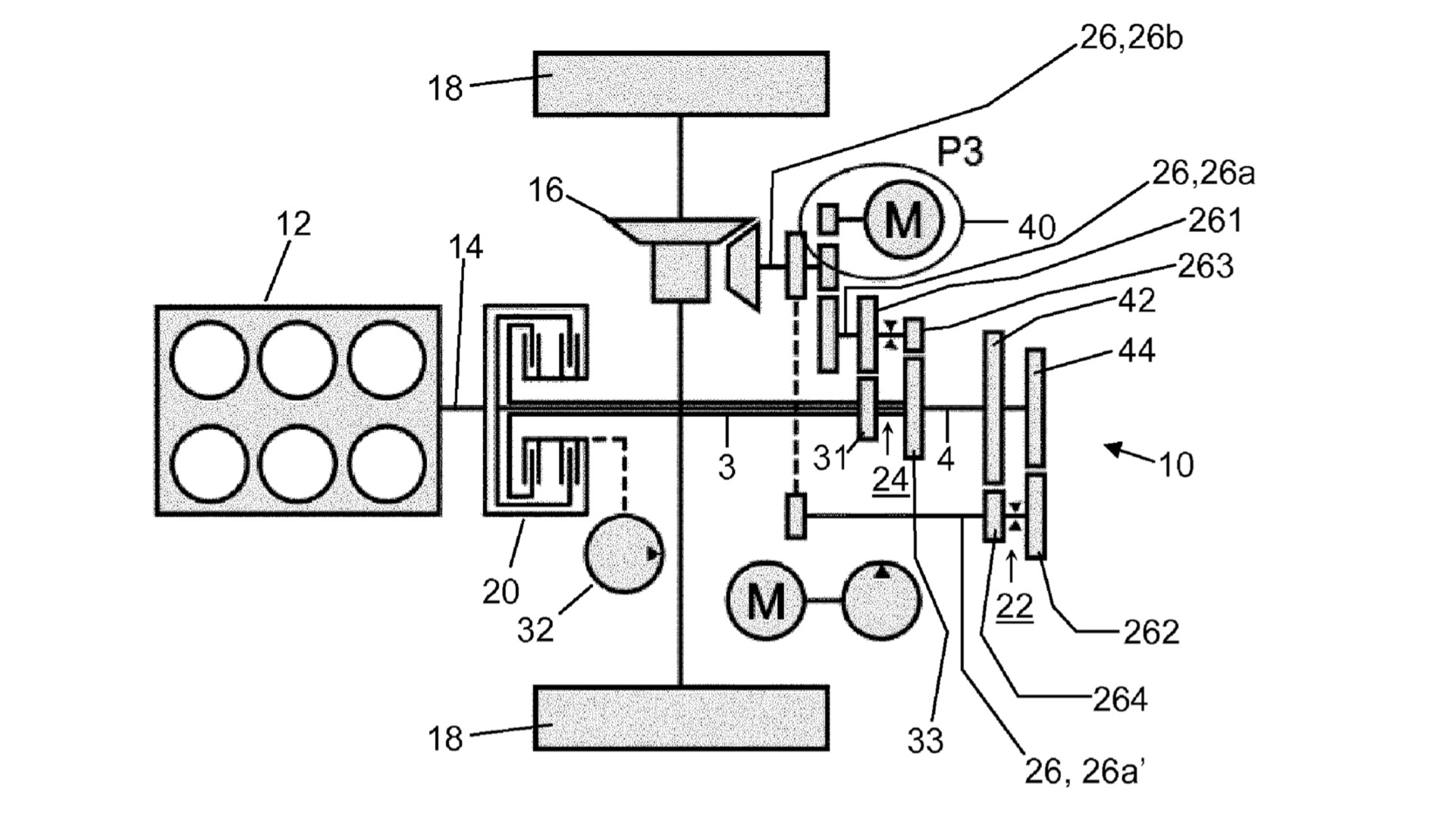 Imagem de patente tremec para transmissão híbrida de dupla embreagem