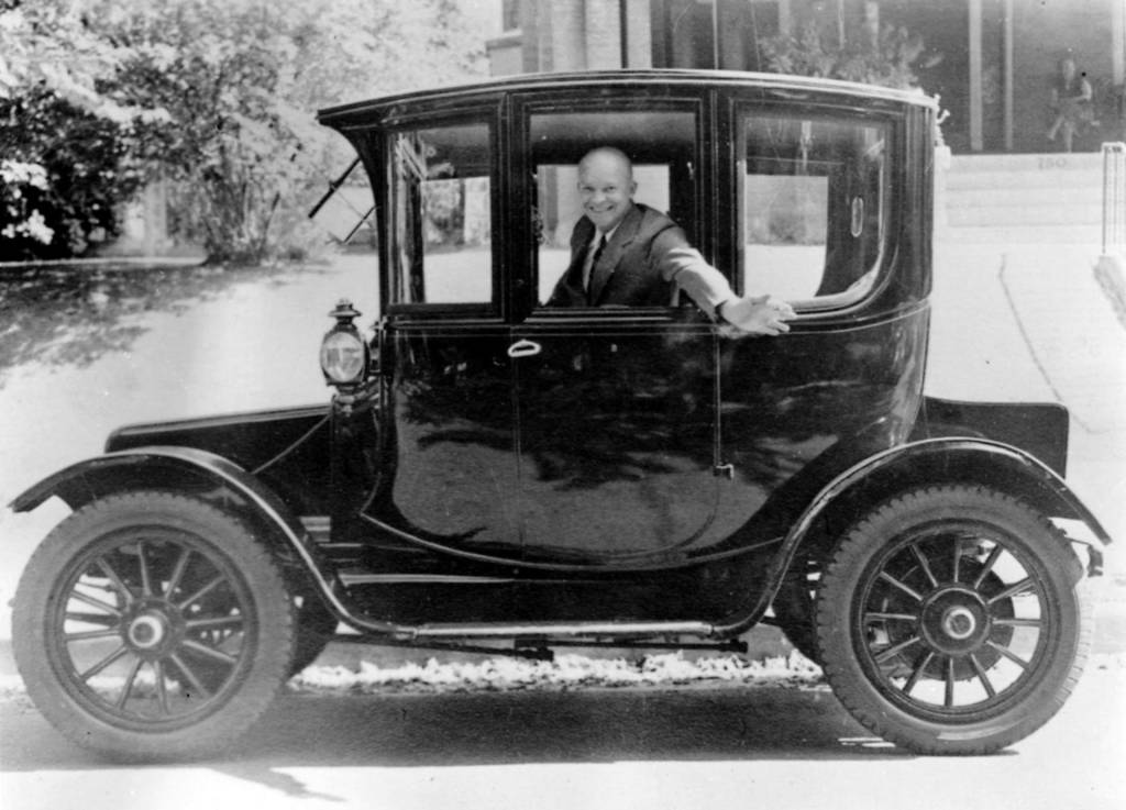 1914 Rauch & Lang electric car and President Dwight Eisenhower