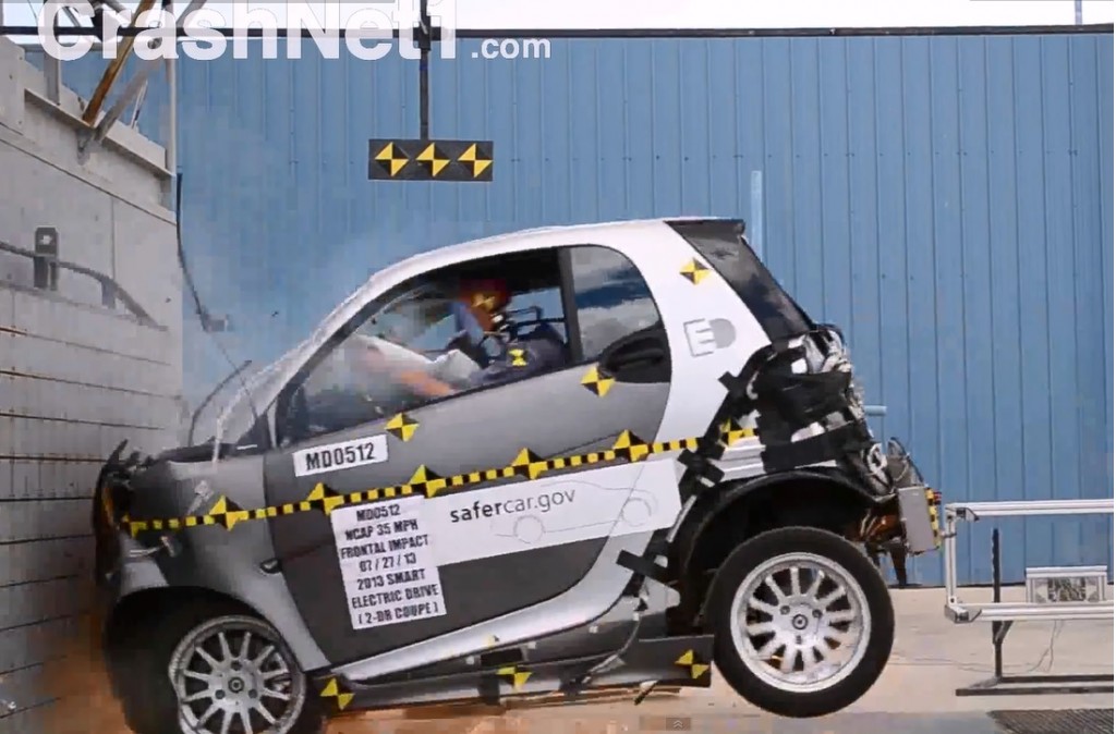 2013 Smart Fortwo Electric Drive NHTSA crash test (Image via crashnet1.com)