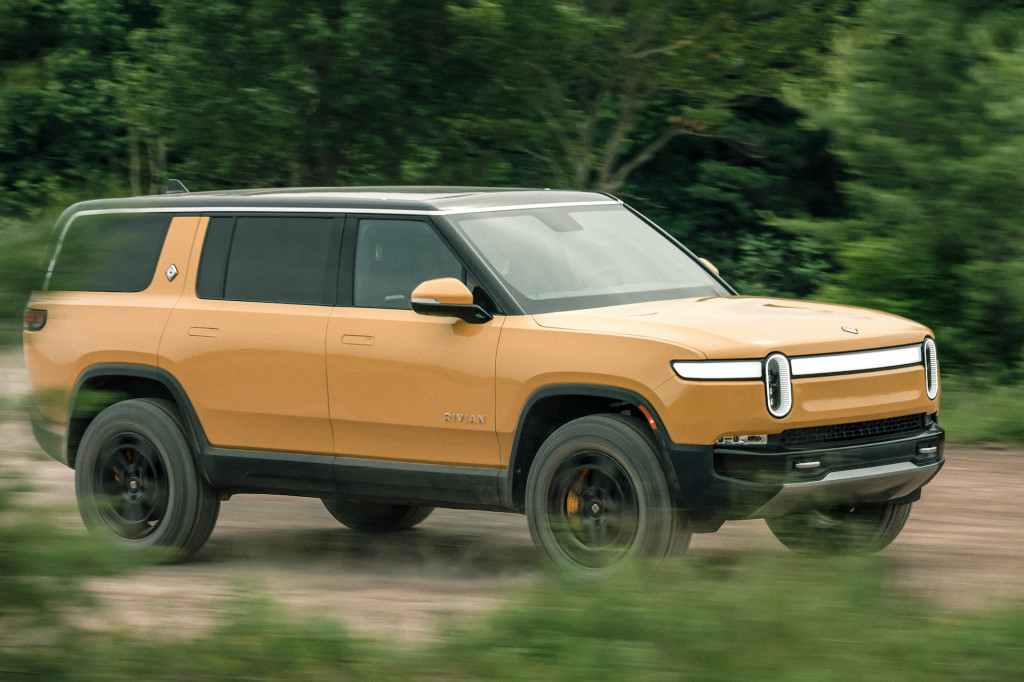 The 2023 Rivian R1S conquers off-road trails as well as or better than any gas-powered SUV.