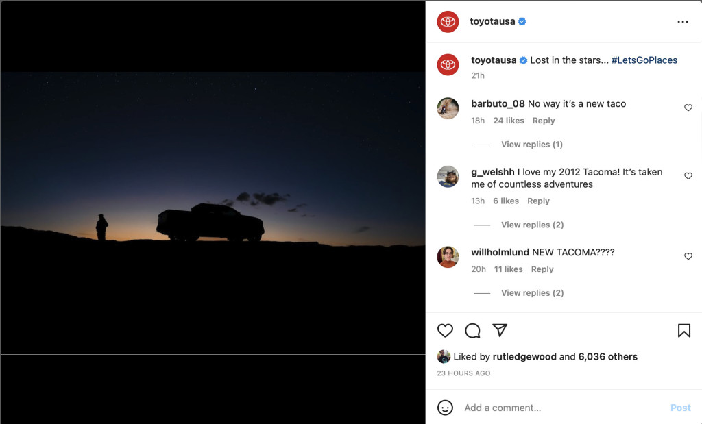2024 Toyota Tacoma teased on Instagram