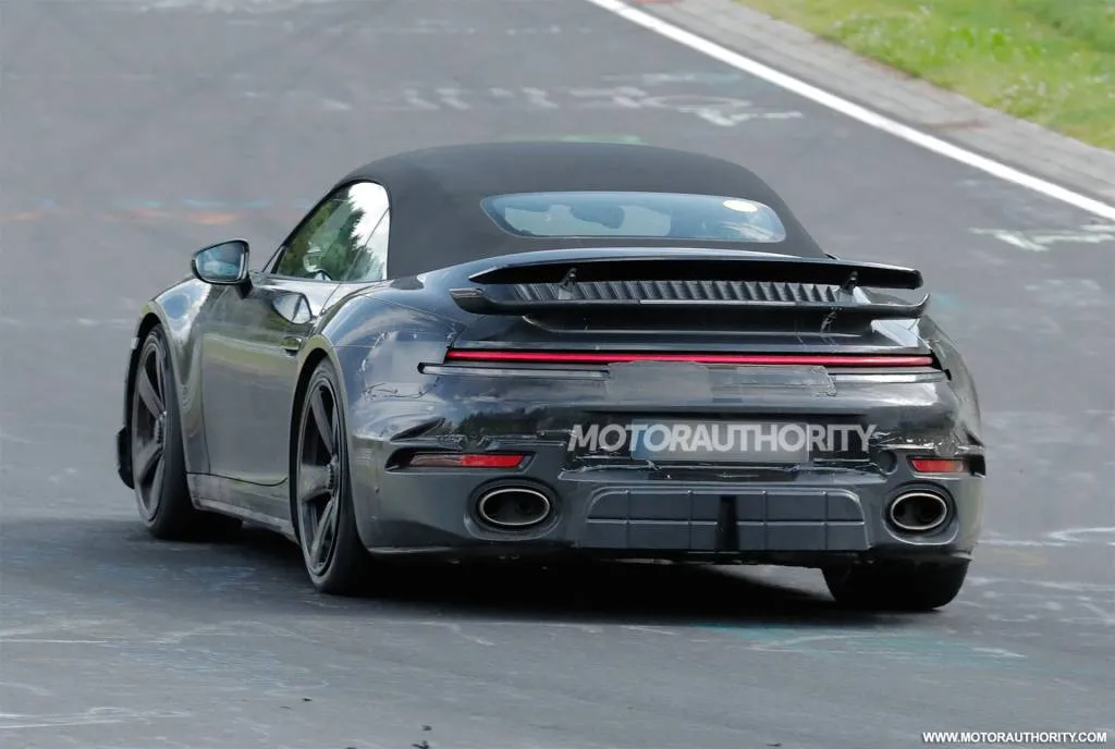 2026 Porsche 911 Turbo S Cabriolet facelift spy shots - Photo via Baldauf