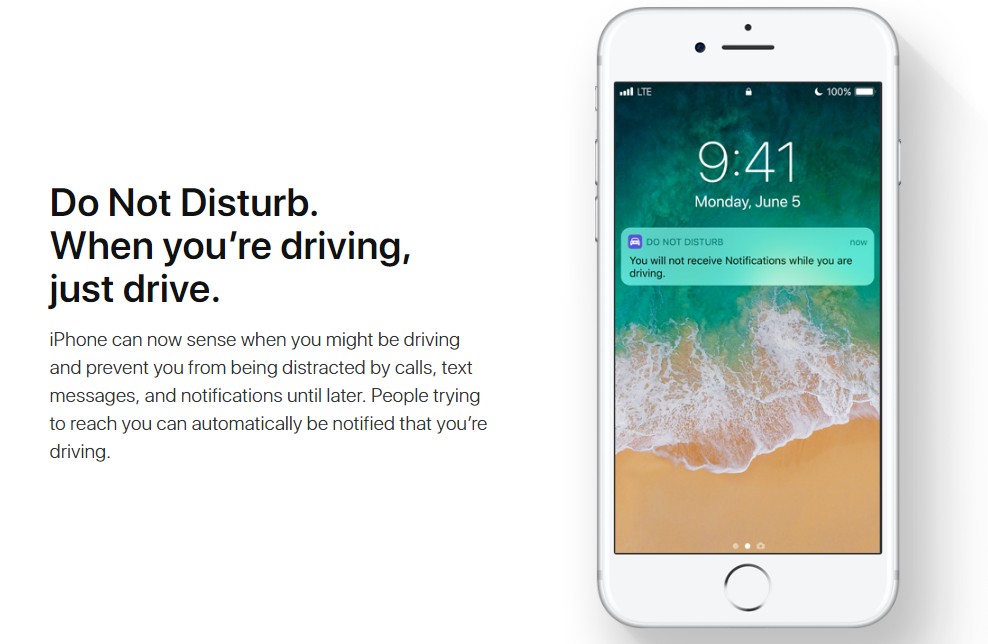 Apple's 'Do Not Disturb' feature for drivers