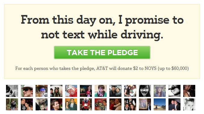 AT&T no-texting campaign on Facebook Causes