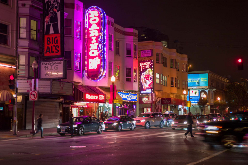 Broadway in San Francisco at night (Matt Dayka/For Motor Authority)