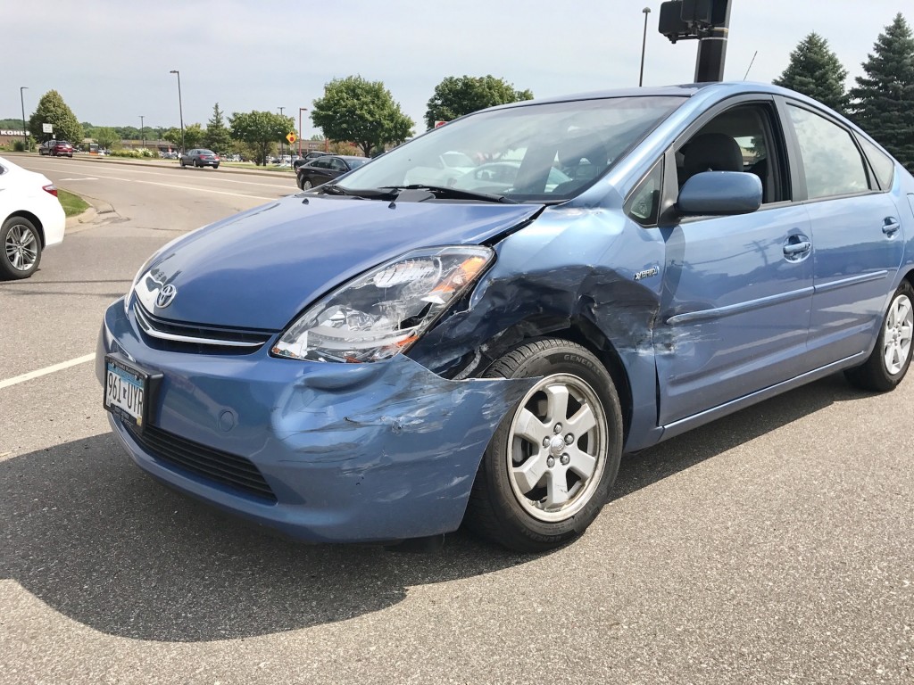 Toyota Prius after car crash, July 2017