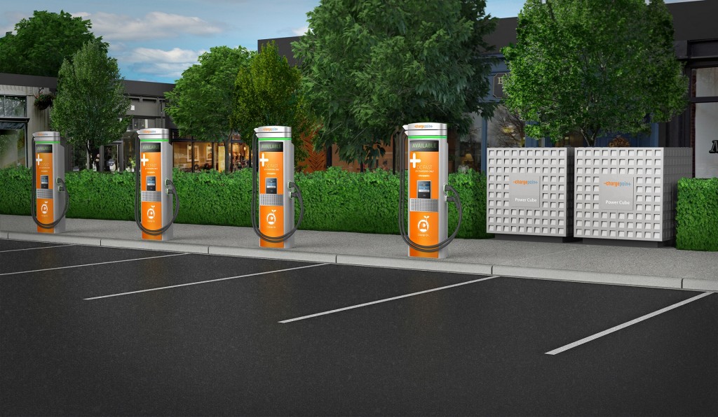 ChargePoint Express Plus modular DC fast-charging system for electric cars, launched at 2017 CES