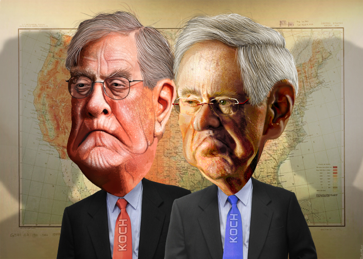 Charles and David Koch, The Koch Brothers (work via DonkeyHotey on Flickr)
