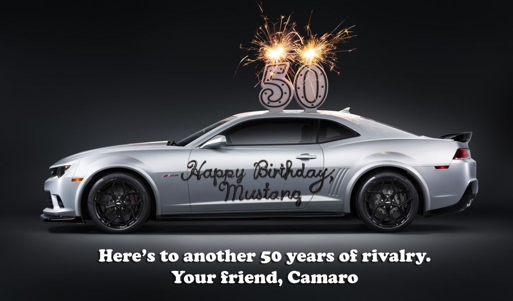 Rivalry Aside Chevy Camaro Wishes Ford Mustang A Happy 50th