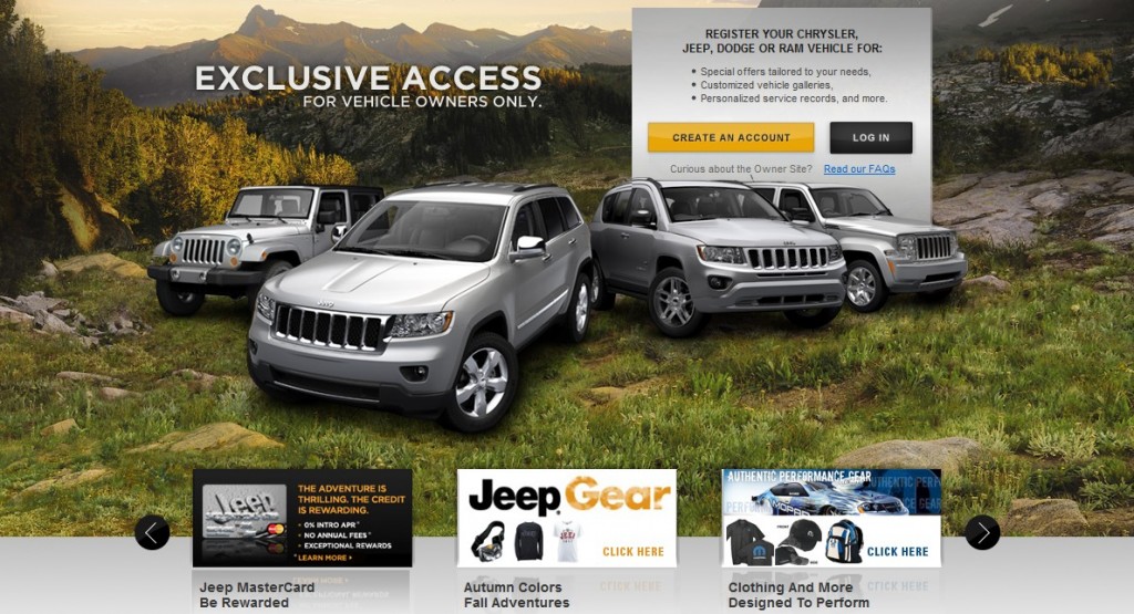 Chrysler's online Owner's Center for Jeep vehicles