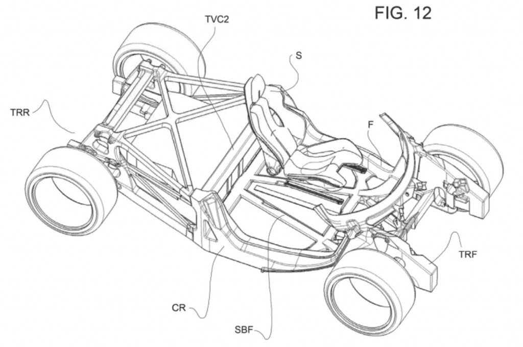 Ferrari electric supercar battery configuration patent image