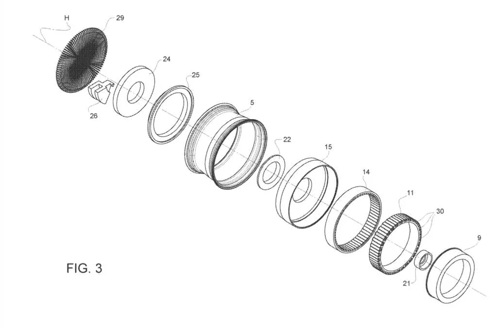 Ferrari in-wheel motor patent image