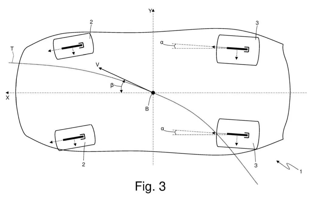 Ferrari rear-wheel steering system patent image