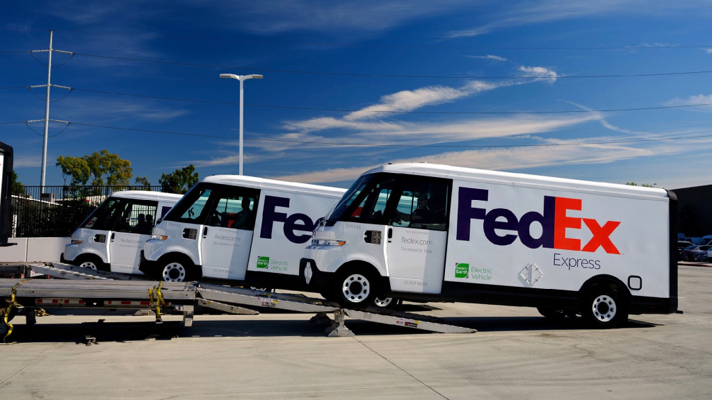 The first BrightDrop EV600 van delivered to FedEx