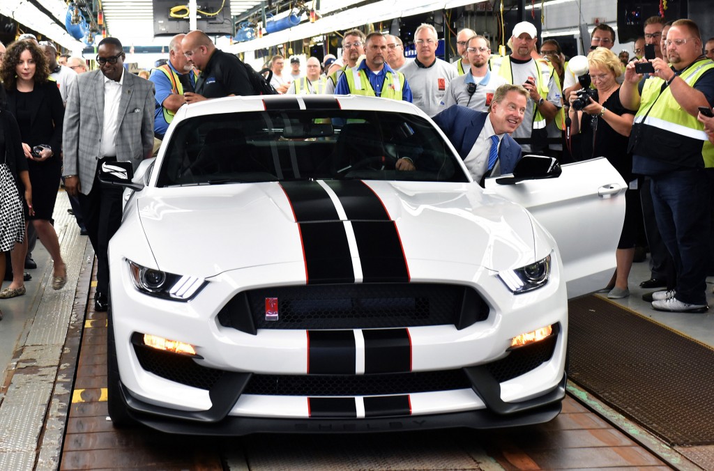 First Ford Mustang Shelby GT350R rolls off the line at Flat Rock Assembly Plant in Michigan