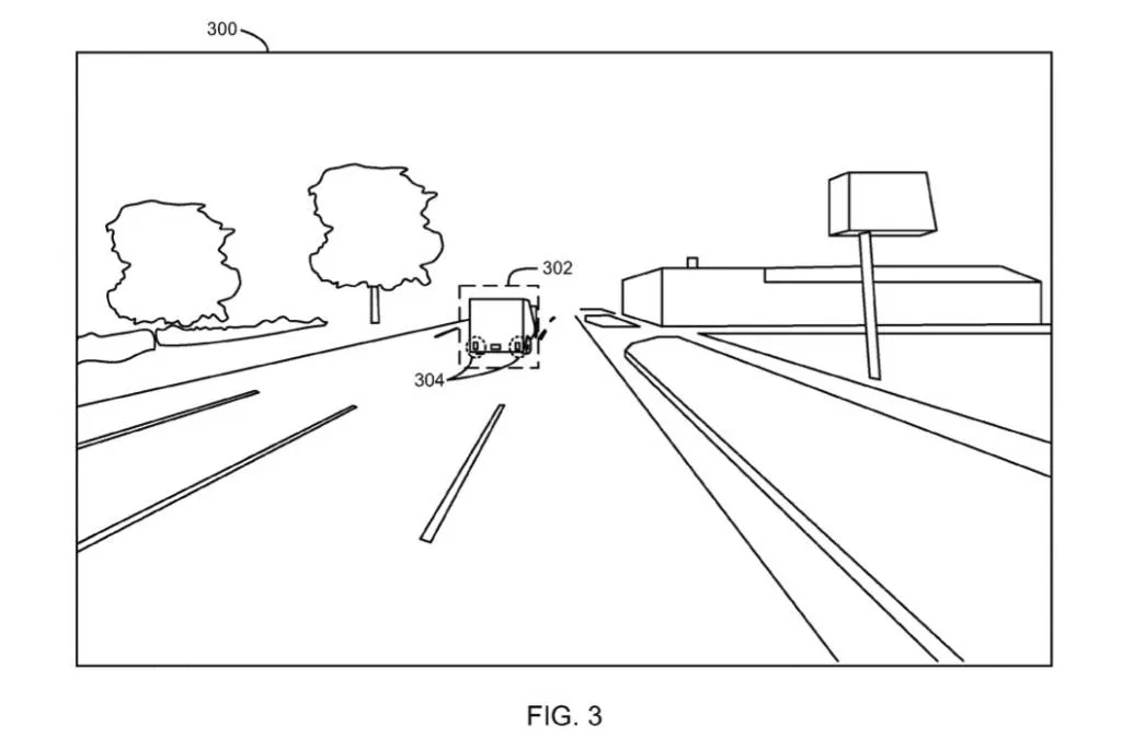 Patentní obrázek systému Ford pro automatickou detekci brzdového světla