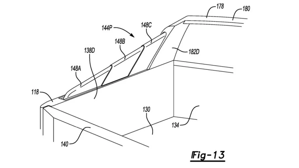 Ford deployable bed fin patent image