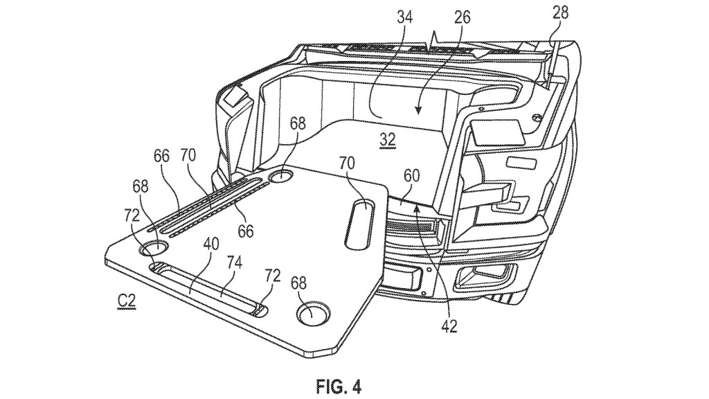 Ford F-150 Lightning tailgating setup patent image