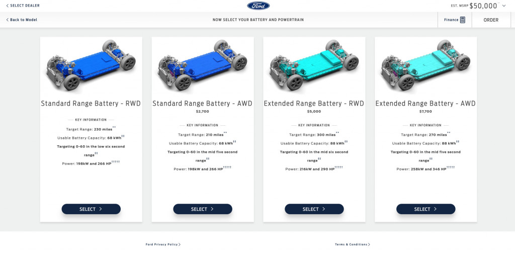 Ford Mach-E Premium build configurations - July 2020