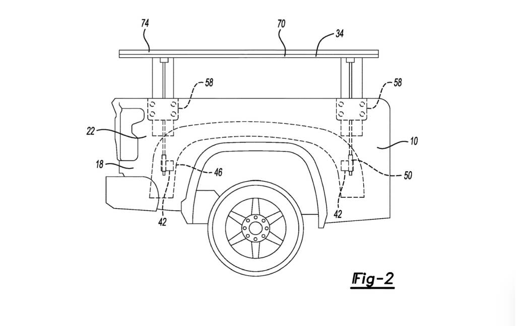 Ford pop-up bed rail system patent image