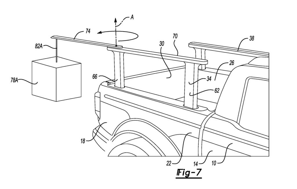 Ford pop-up sängräckesystem patentbild