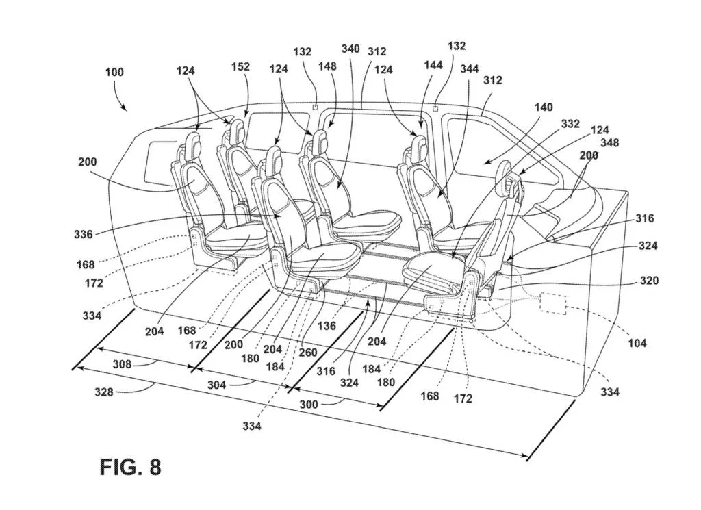 Ford reconfigurable seating patent image