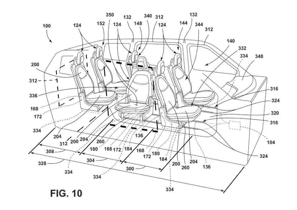 Ford reconfigurable seating patent image