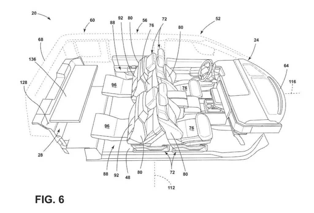 Ford reconfigurable seating patent image