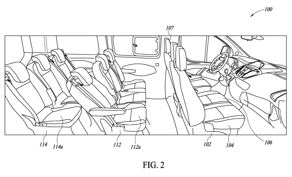 Ford roof-mounted airbag patent image (from second application)