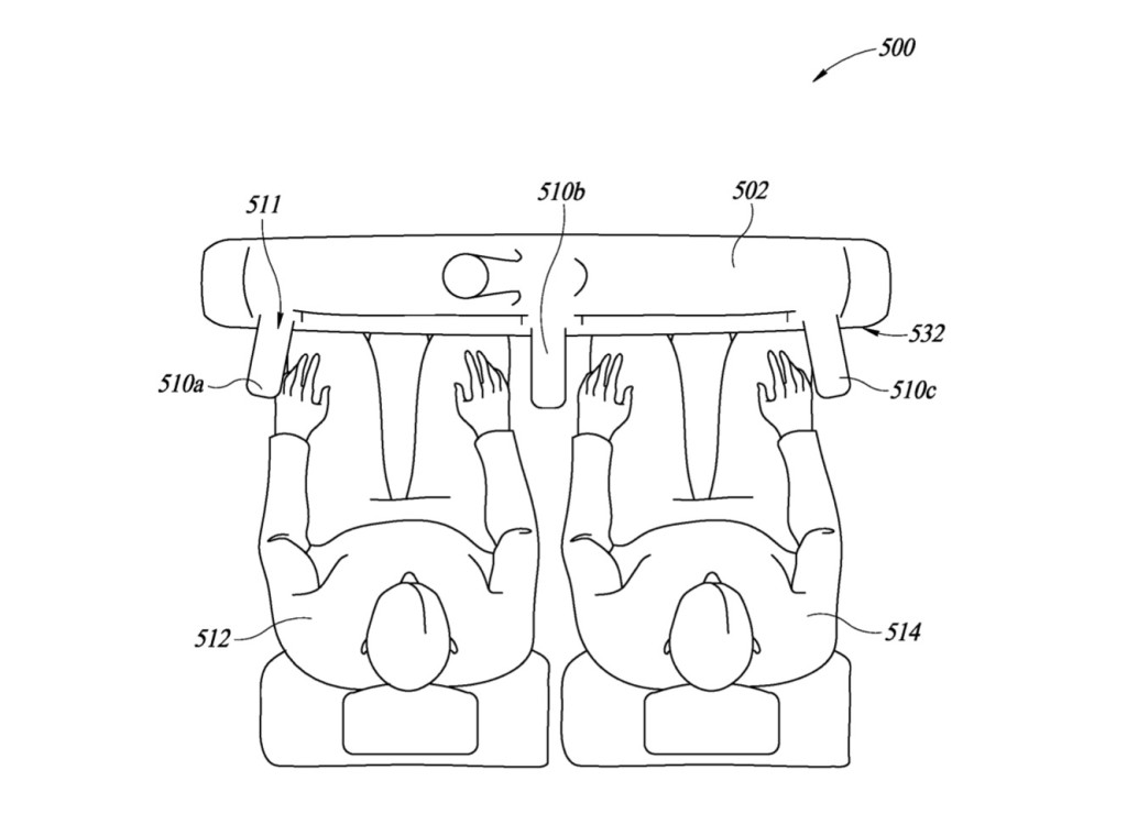 Ford roof-mounted airbag patent image (from second application)