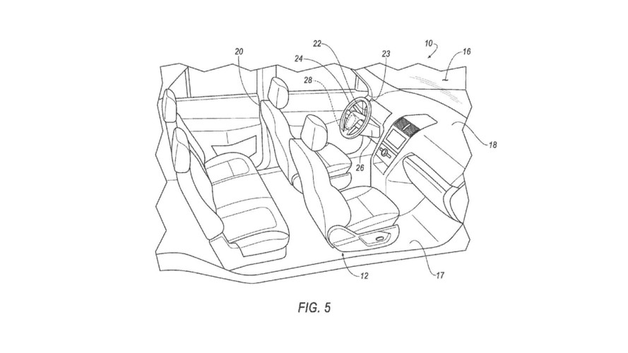 Ford removable steering wheel and pedals patent