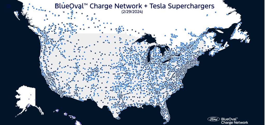 FordPass network including Tesla Supercharger