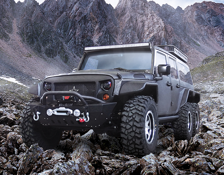 Chinese firm G. Patton builds 6-wheeled Jeep Wrangler