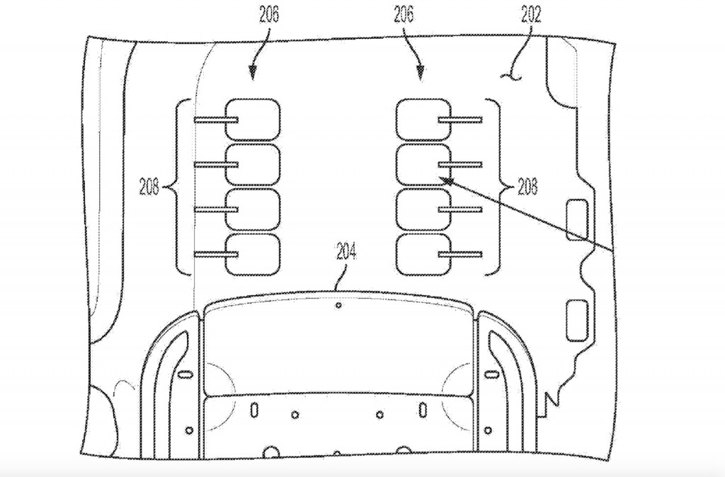 General Motors in-floor foot massaging system patent image